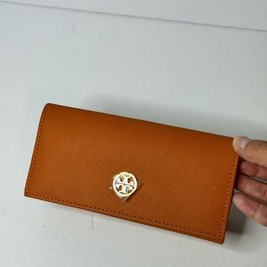 Tory Burch Sunglasses Eyeglasses Leather Case Gold Logo Magnetic